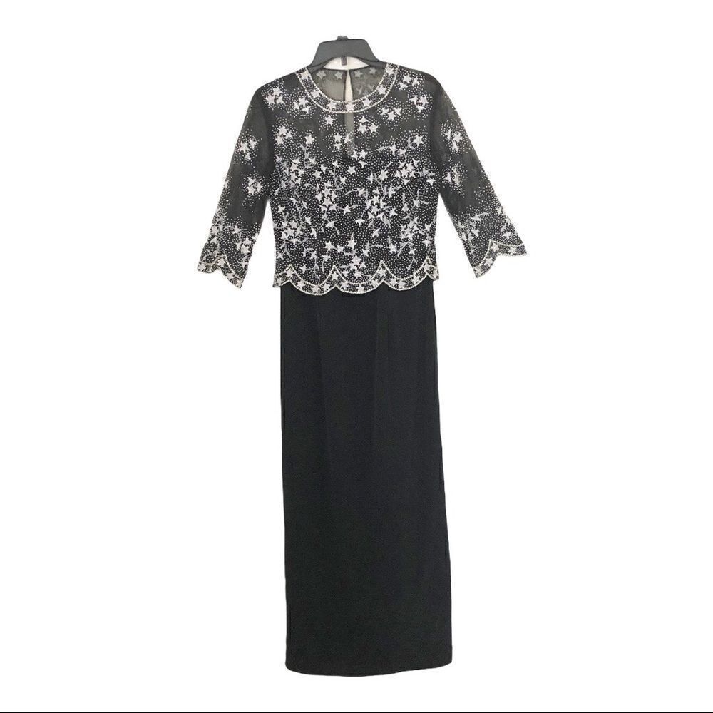 Macis Embellished Black/Silver Formal Maxi Dress Size 6‎